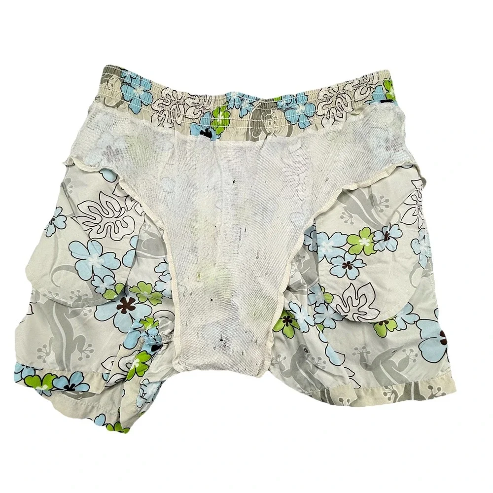 Vilebrequin Floral Mesh‎ Lined Lizard Print Swimtrunk Size XL Gray